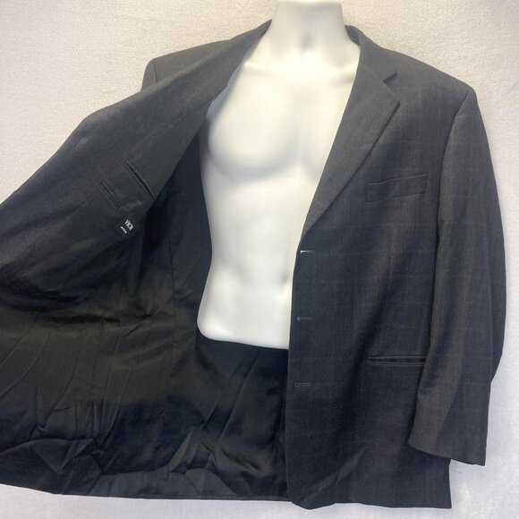 Victor International Loro Piana Zelander Wool Blazer Mens 46R Gray Blue Plaid - Picture 3 of 16
